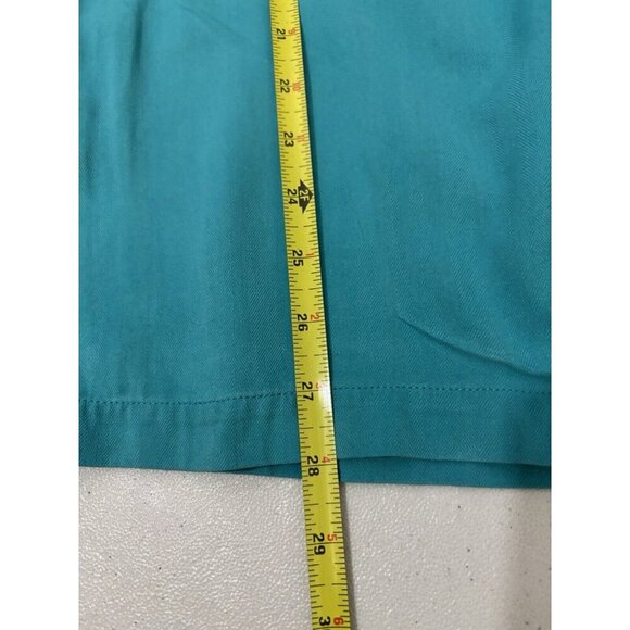 Tommy Bahama Button Up Short Sleeve Shirt Teal Blue Tropical Men Large 100% Silk - Picture 8 of 10
